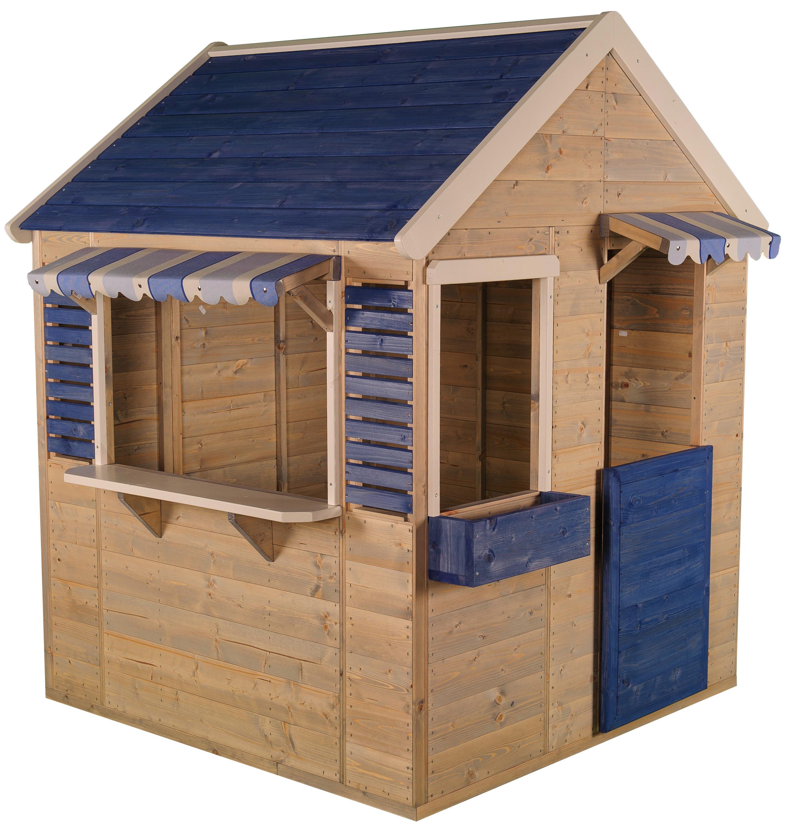 Spielhaus Delfin Blau/Naturfarben, B: 120 cm - Blau/Naturfarben, KONVENTIONELL, Holz (120/155/120cm)