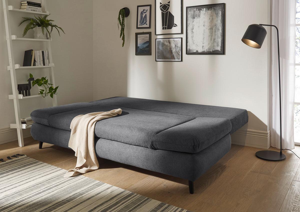 Schlafsofa Sunny 3dl Anthrazit B: 212 Cm - Anthrazit/Schwarz, KONVENTIONELL, Holzwerkstoff/Textil (212/88/101cm) - MID.YOU
