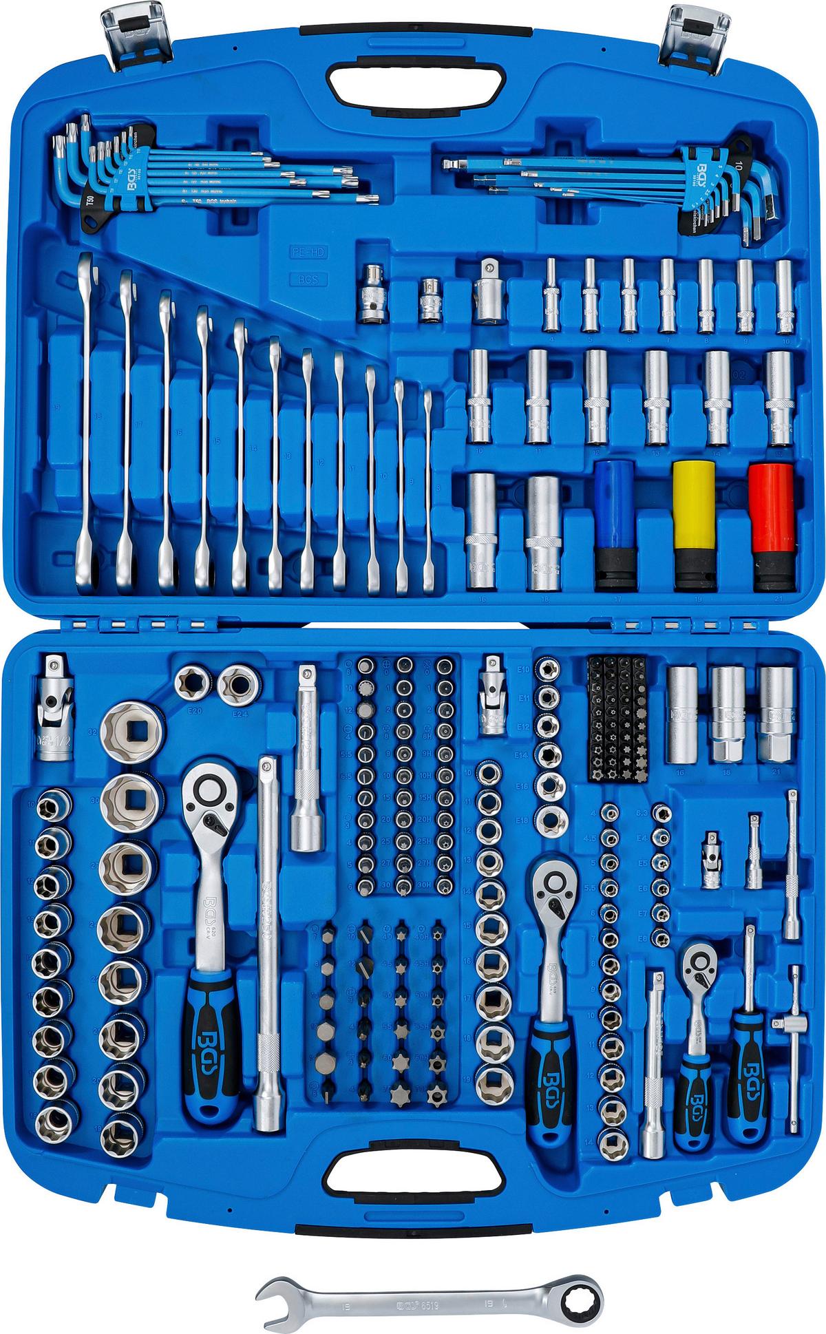 Steckschlüsselsatz Wellenprofil - Blau, Basics (48,5/39,9/10,9cm)