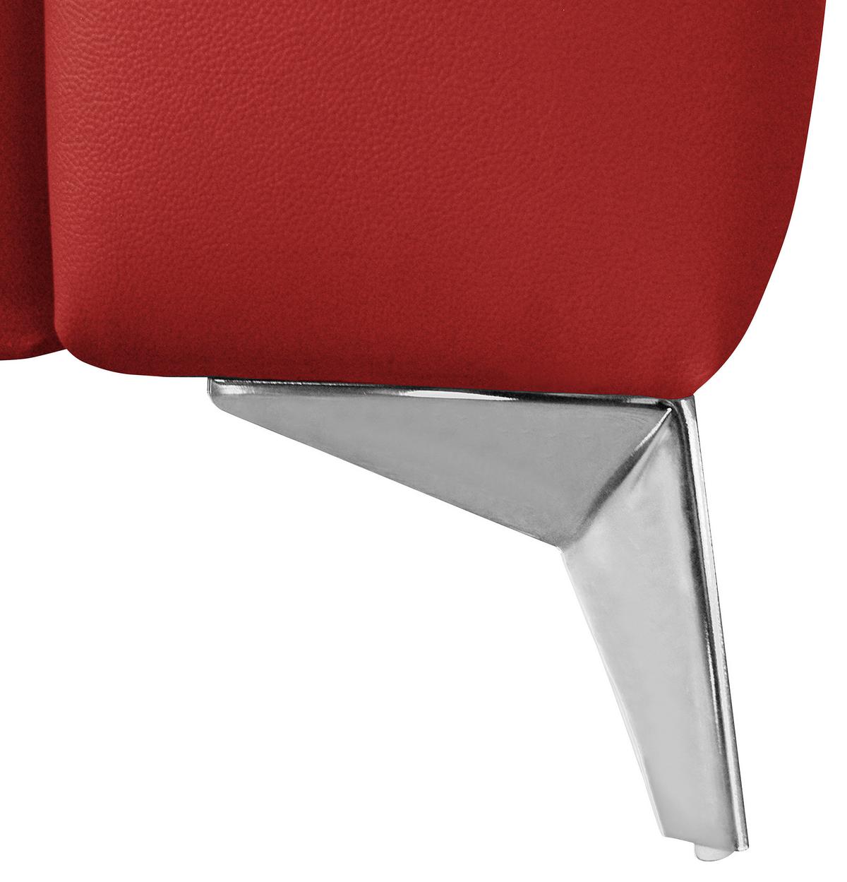 Ecksofa Mondo, Rot S: 208x286 Cm - Chromfarben/Rot, Design, Leder/Textil (208/286cm) - Livetastic