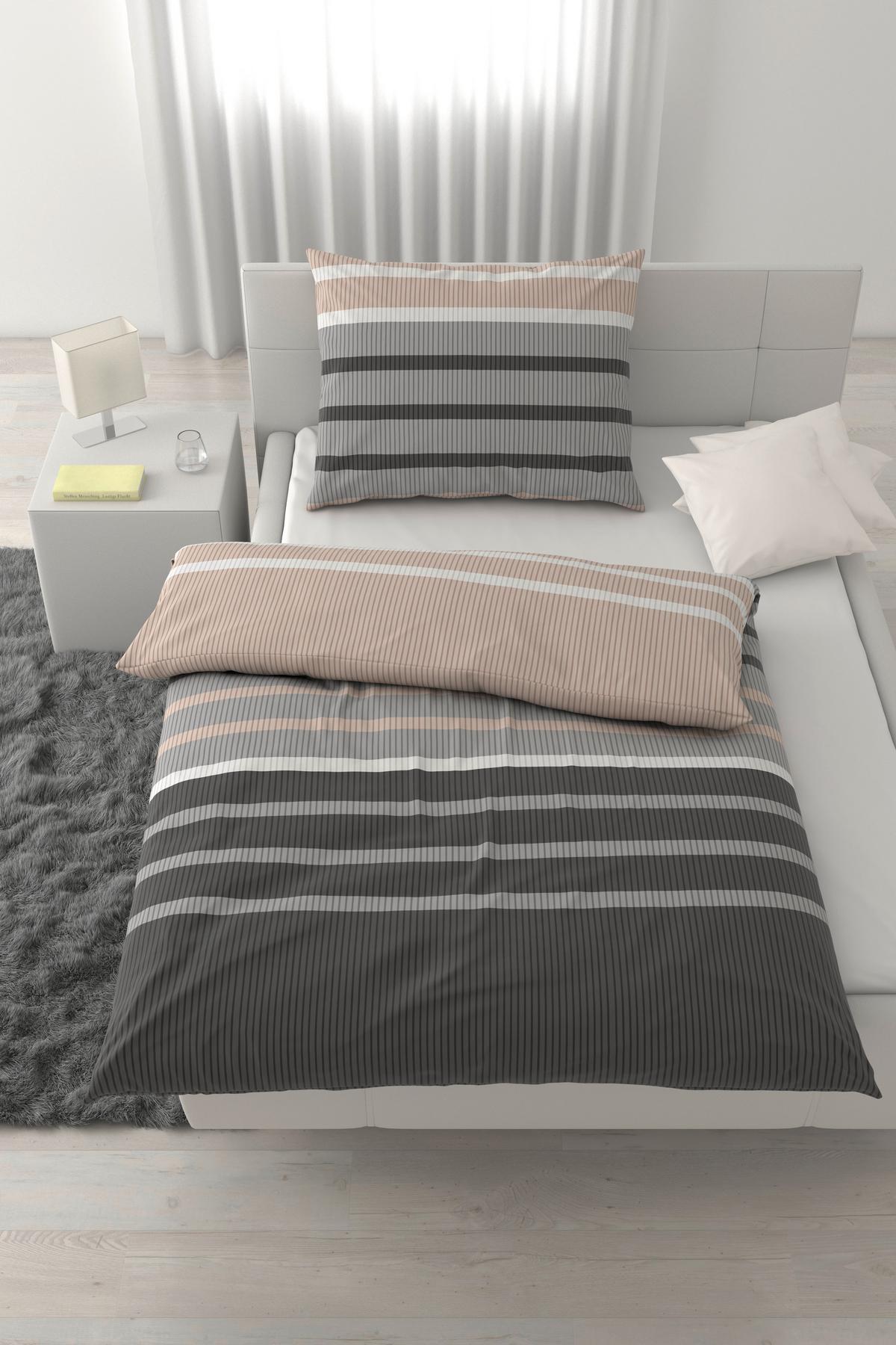 POVLEČENÍ STREIF - černá/béžová, Konvenční, textil (140/200cm) - Mömax