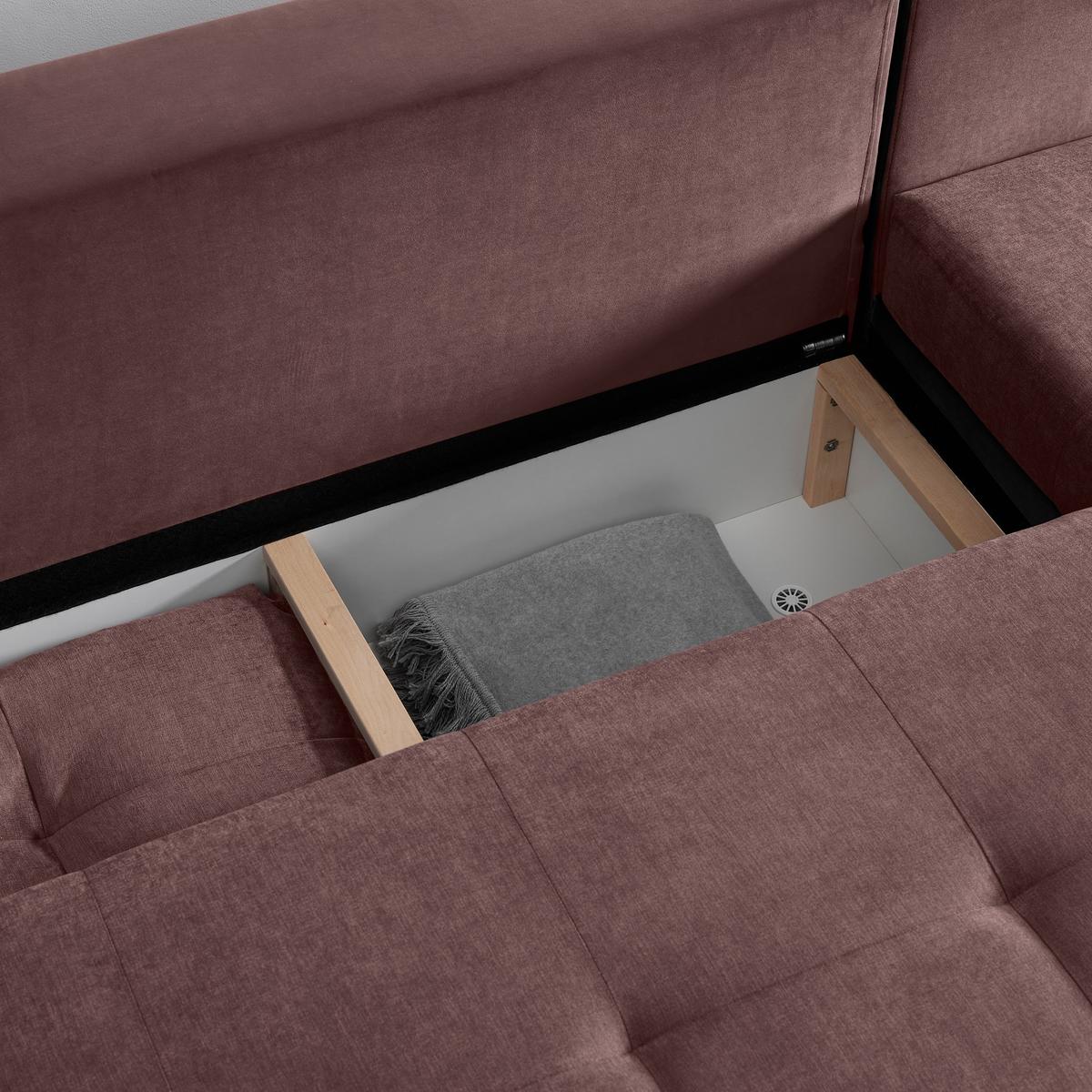 Rohová sedačka ENRICO, oboustranná, šeříková - černá/barvy chromu, Konvenční, kov/textil (303/88/185cm) - Based