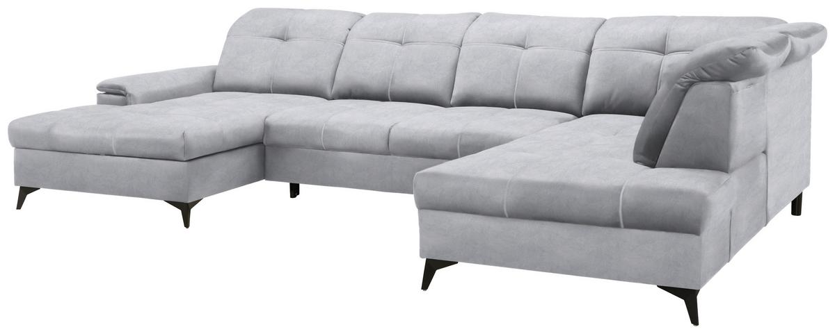 Rohová sedačka U SIERRA, pravá, světle šedá CLOUD - černá/světle šedá, Moderní, kov/textil (181/364/230cm) - Mömax