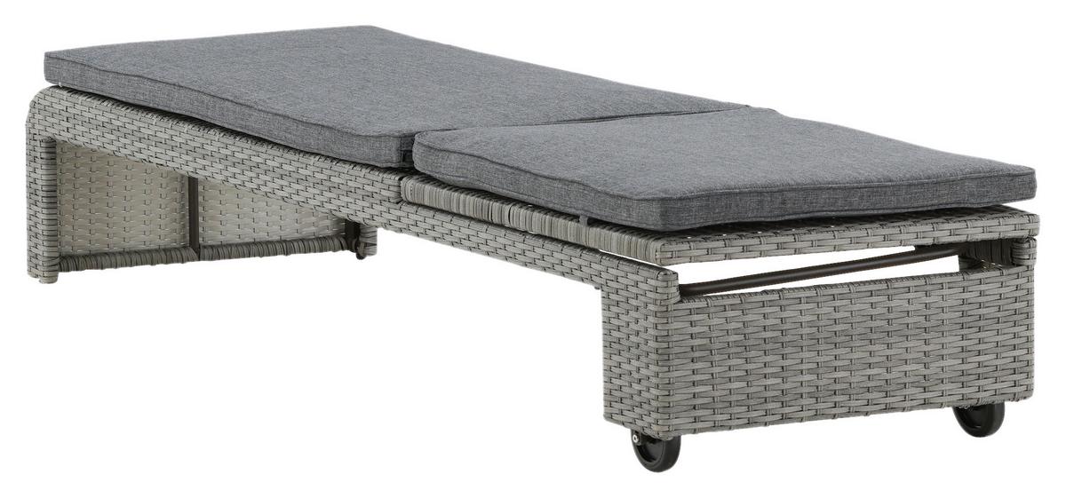 Sonnenliege London Kunststoff verstellbar - Grau, KONVENTIONELL, Kunststoff/Textil (60/32/196cm) - Gardenson