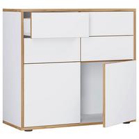 Kommode Salia Weiß, Honigeiche Dekor B:100cm - Honigeiche/Schwarz, Design, Holzwerkstoff (100/74/33cm) - MID.YOU