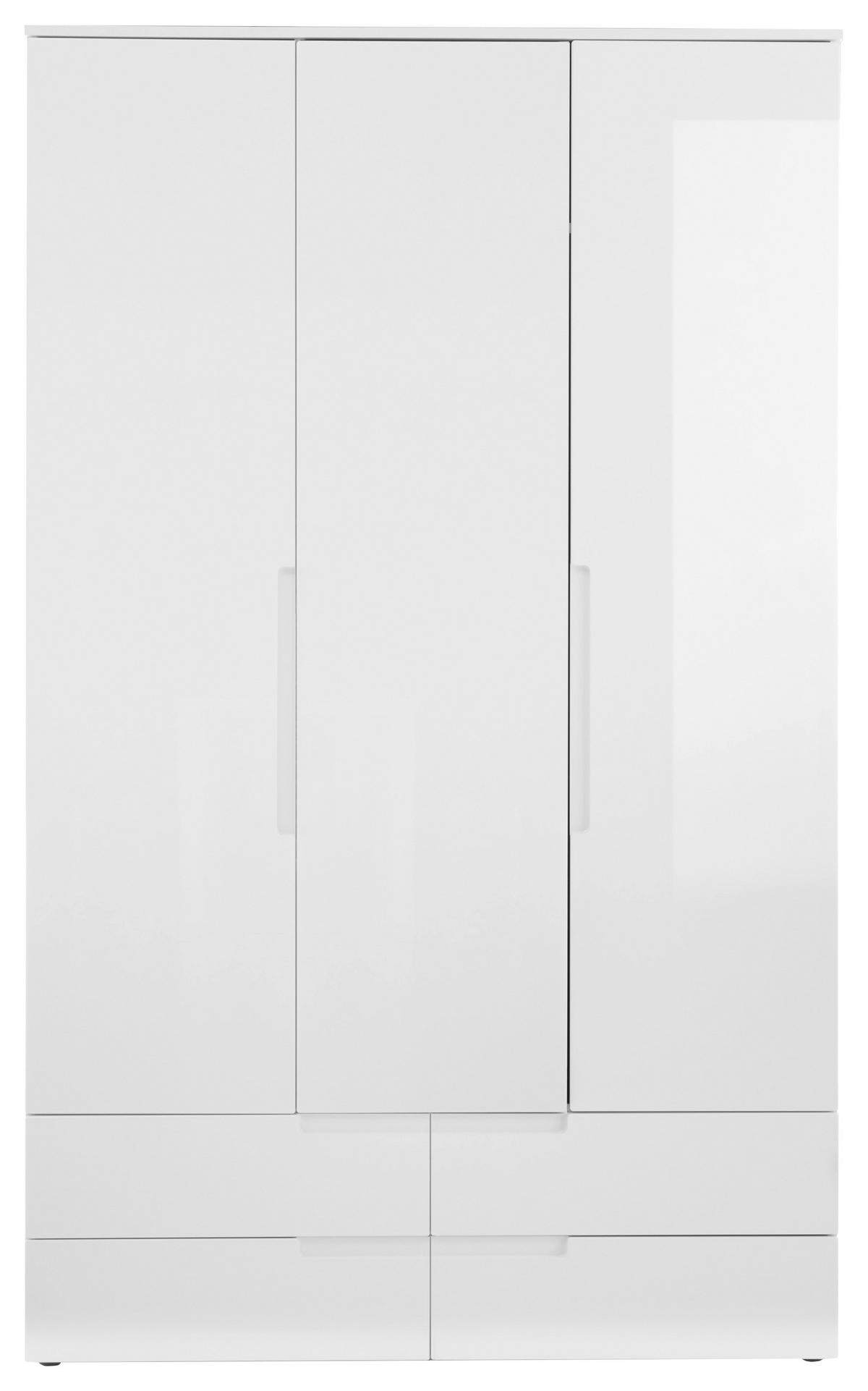 Drehtürenschrank +schubladen B: 126 cm Spice, Weiß - Weiß Hochglanz/Eichefarben, MODERN (126/208/57cm) - MID.YOU