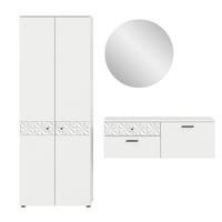 Garderobe Prisma Weiß B: 195 cm - Weiß, Design, Glas/Holzwerkstoff (195/192/34cm) - MID.YOU