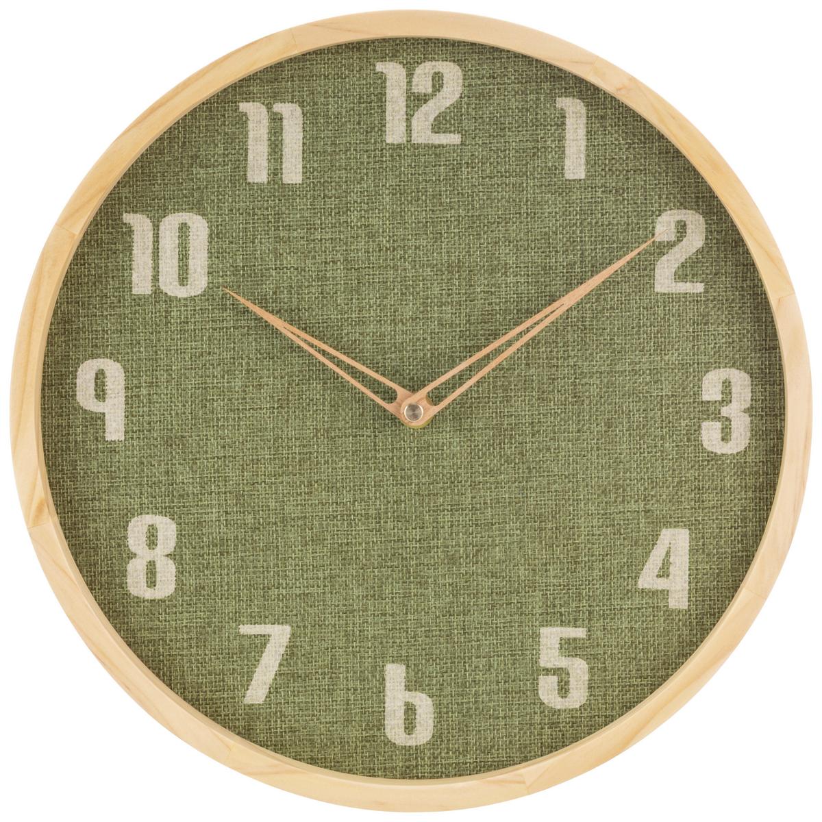 Wanduhr David - Naturfarben/Grün, KONVENTIONELL, Holz/Textil (30/4cm) - James Wood