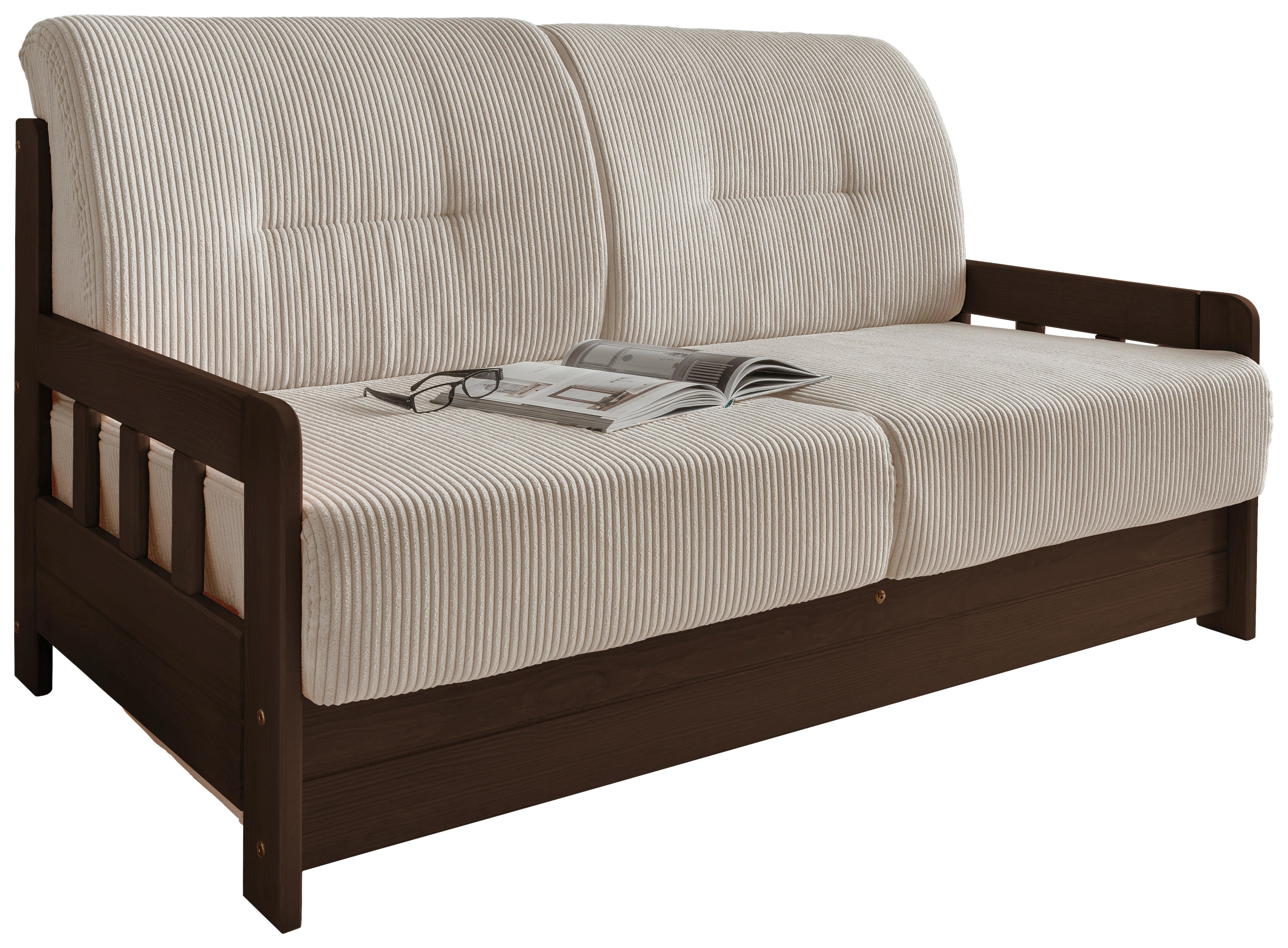 Schlafsofa Camino Nussbaumfarben/Beige B: 154 cm - Beige/Nussbaumfarben, MODERN, Holz/Textil (154/88/90cm) - Livetastic