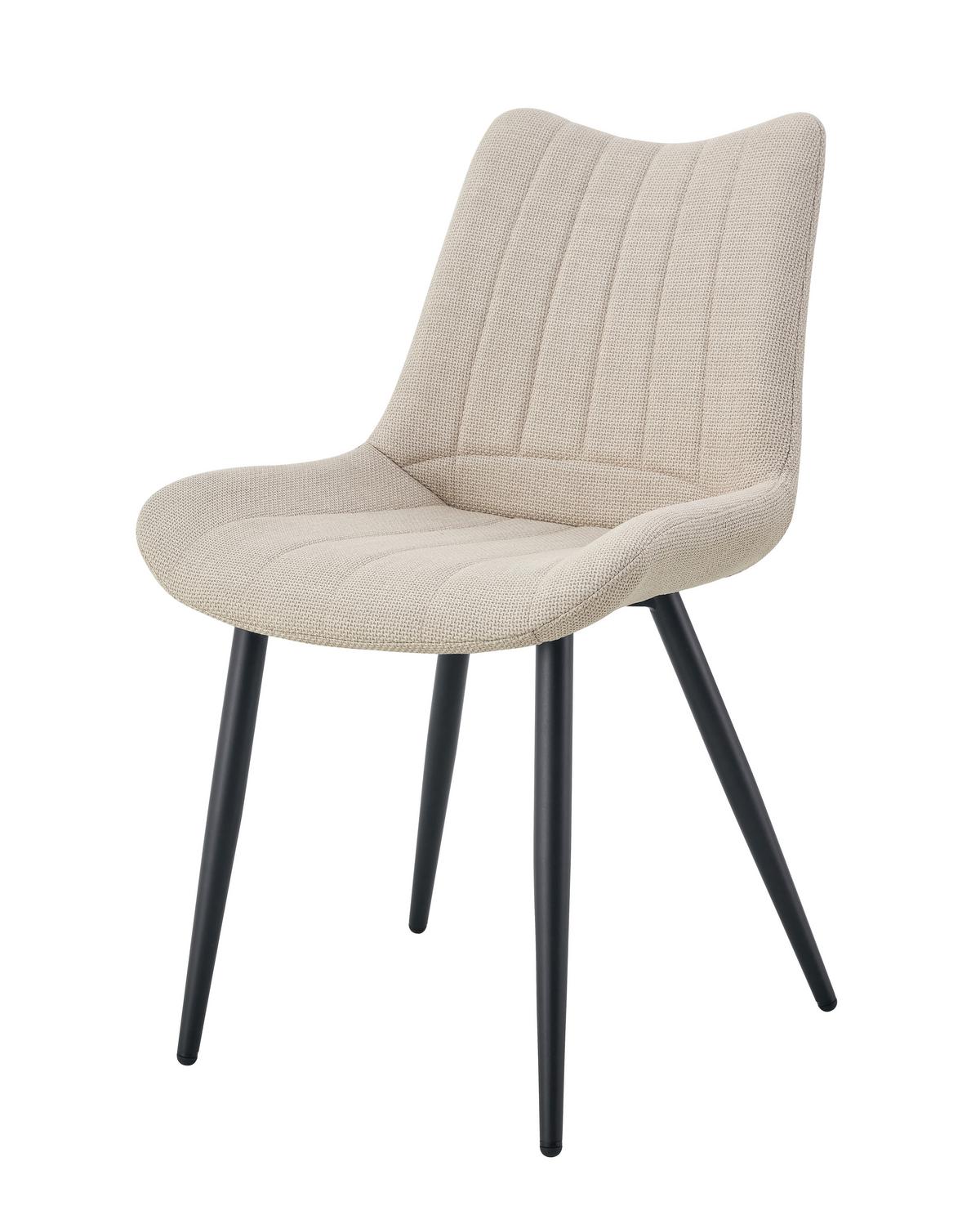 Stuhl-Set Lotta 2-Teilig Creme B: 53 cm - Creme/Schwarz, MODERN, Textil/Metall (53/86/59cm) - MID.YOU