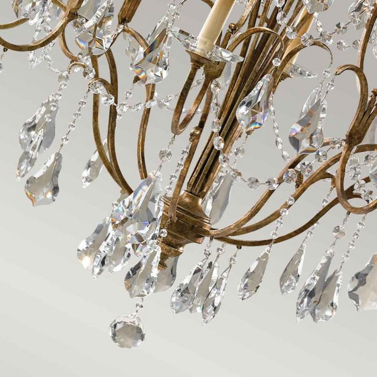 Kronleuchter Fe-Valentina H: 125,2 cm 12-flammig - Bronzefarben, Natur, Glas/Metall (92.6/125.2cm) - Elstead Lighting