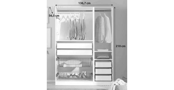 Offener Kleiderschrank Mit Laden 137 cm Unit Weiß - Weiß, MODERN, Holzwerkstoff (136,7/210/56,5cm) - Ondega