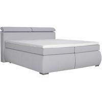 Boxspringbett mit Topper 180x200 cm Anett - Chromfarben/Hellgrau, Basics, Textil (180/200cm)