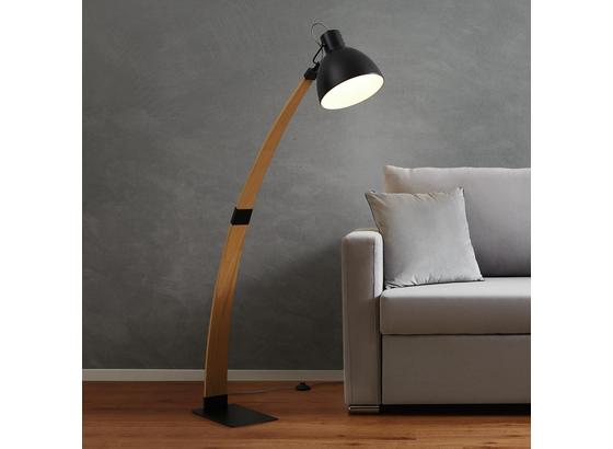 Stojací Lampa Nerea - černá/přírodní barvy, Moderní, kov/dřevo (87/22/150cm) - Modern Living Stojací Lampa Nerea - černá/přírodní barvy, Moderní, kov/dřevo (87/22/150cm) - Modern Living