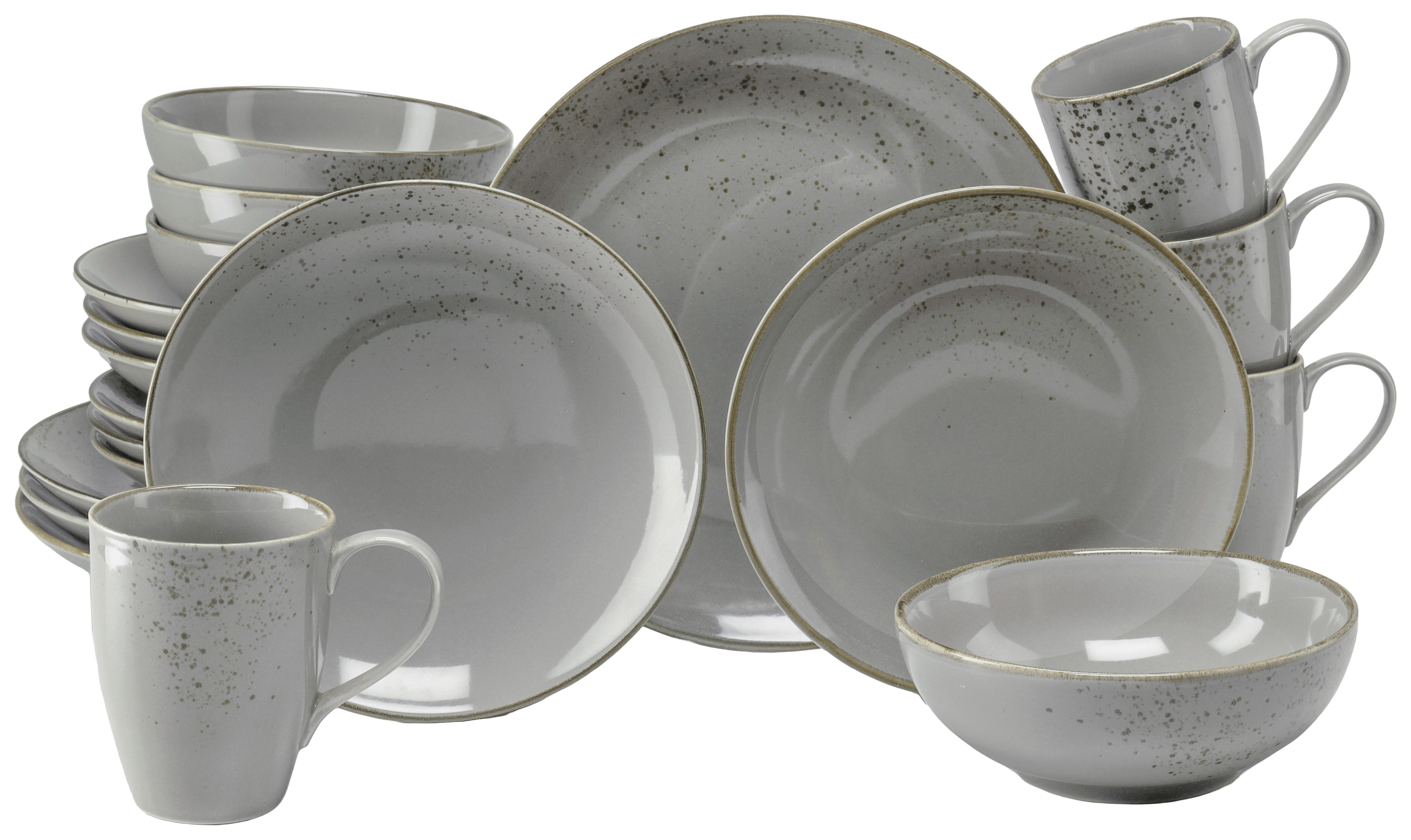 Kombiservice 20tlg. Steinzeug, grau - Grau, Basics, Keramik - Creatable
