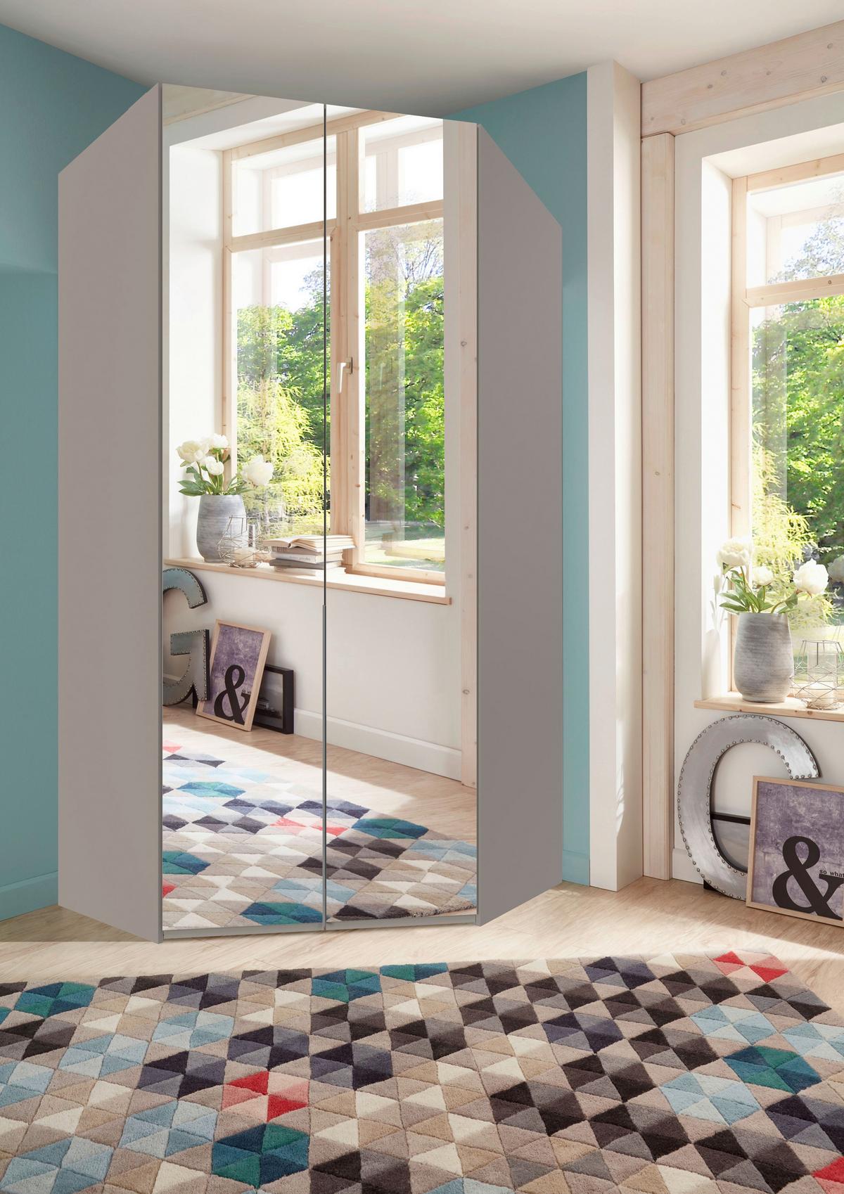 Eckkleiderschrank New York Grau/Sahara B: 120 cm - Grau/Sahara, MODERN, Glas/Holzwerkstoff (120/236/120cm) - MID.YOU