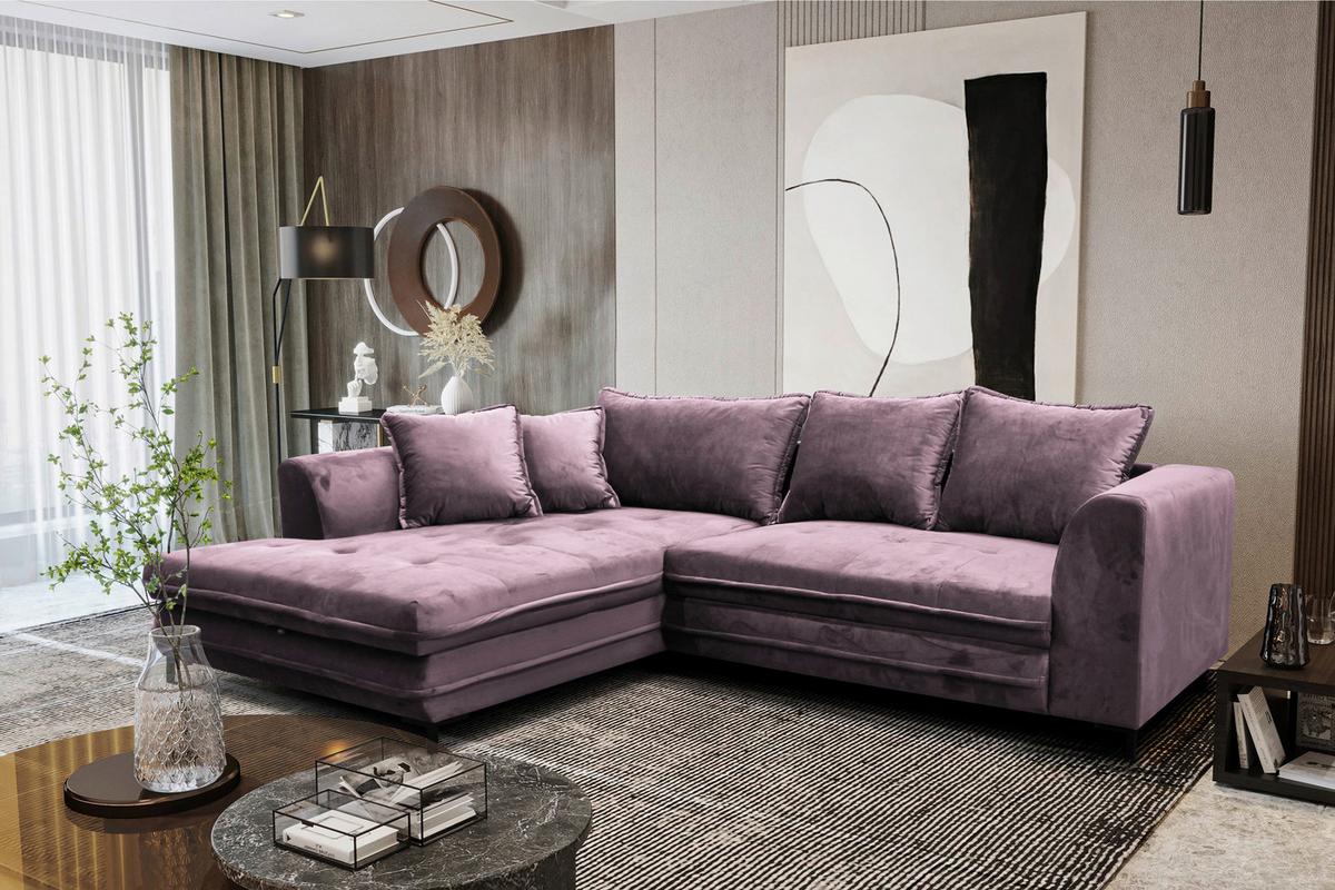 Eckschlafsofa Bello Beere Mit Schlaffunktion Ottomane Links - Beere/Beige, Design, Textil (187/277cm) - Livetastic
