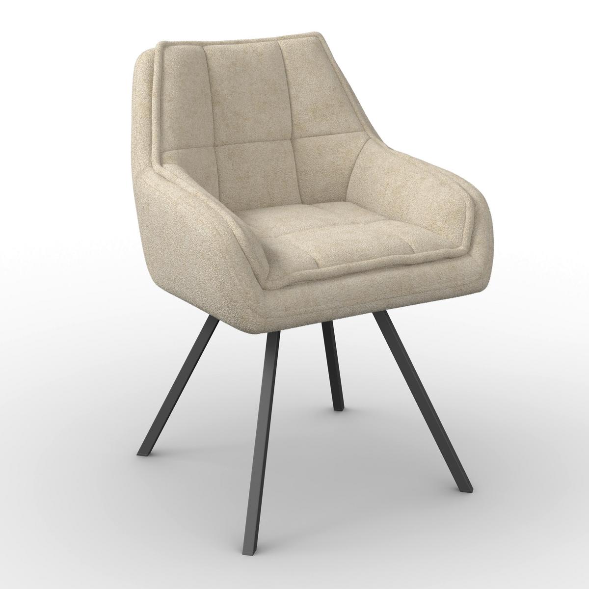 ŽIDLE S PODRUČKAMI BILLY - černá/krémová, Moderní, kov/dřevo (64/87/64cm) - Bessagi Home