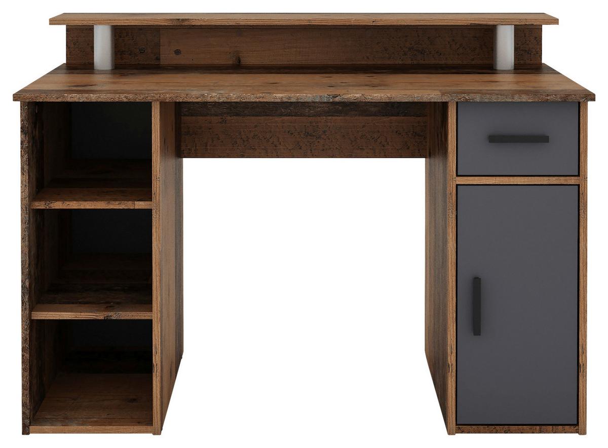 Schreibtisch mit Stauraum B 120 cm Diego, Alteiche Dekor - Alteiche/Anthrazit, MODERN, Holzwerkstoff (120/88/55cm) - MID.YOU