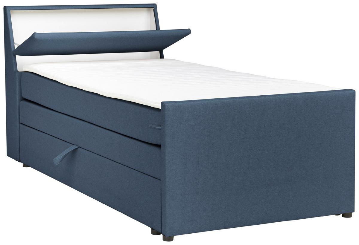 Boxspringbett Mit Bettkasten Nida 120x200 Cm Blaugrau - Blaugrau/Schwarz, MODERN, Holz/Textil (120/200cm) - MID.YOU