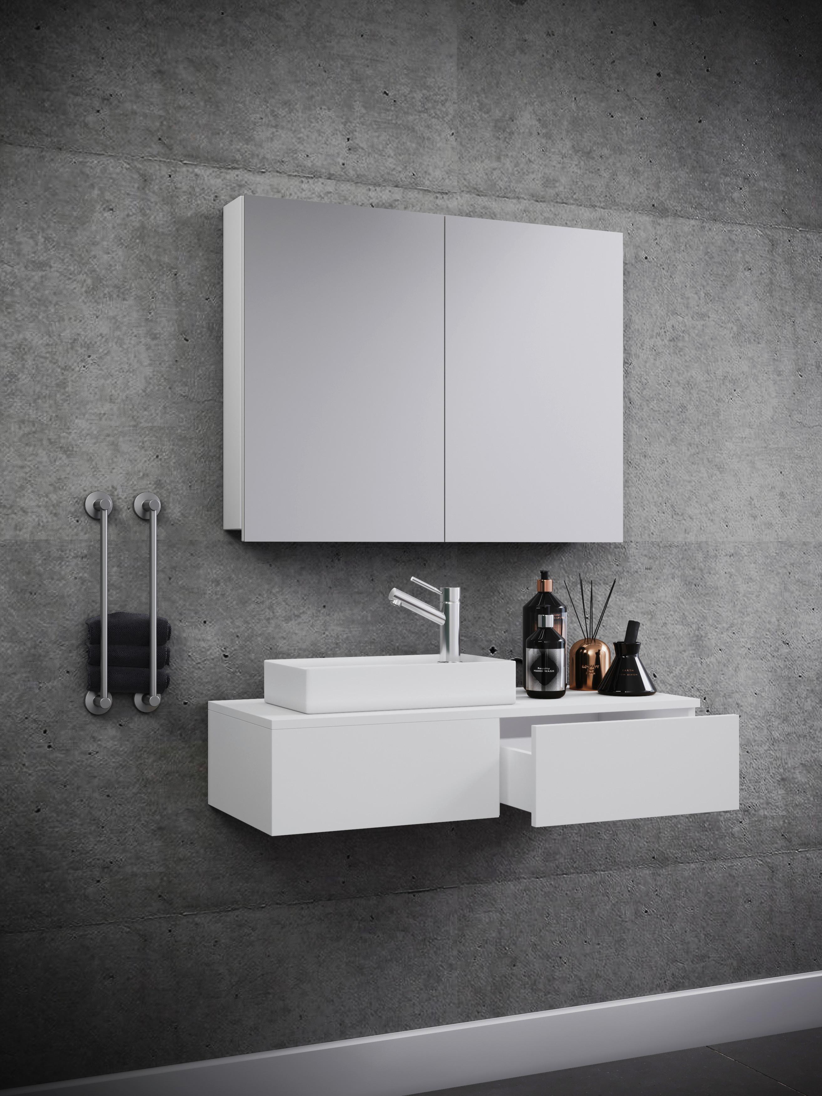 Badezimmer Gudas Weiß B: 85 cm - Weiß, MODERN, Keramik/Holzwerkstoff (85cm) - MID.YOU