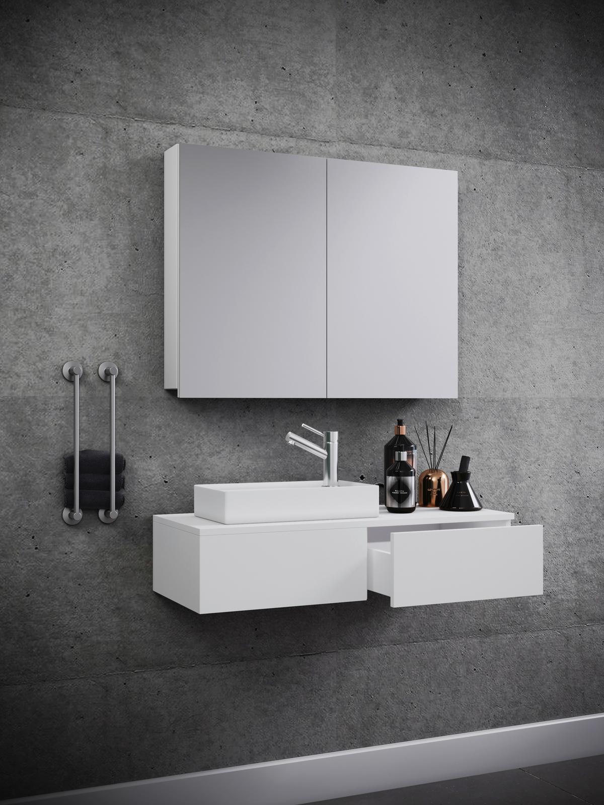 Badezimmer Gudas Weiß B: 85 Cm - Weiß, MODERN, Keramik/Holzwerkstoff (85cm) - MID.YOU