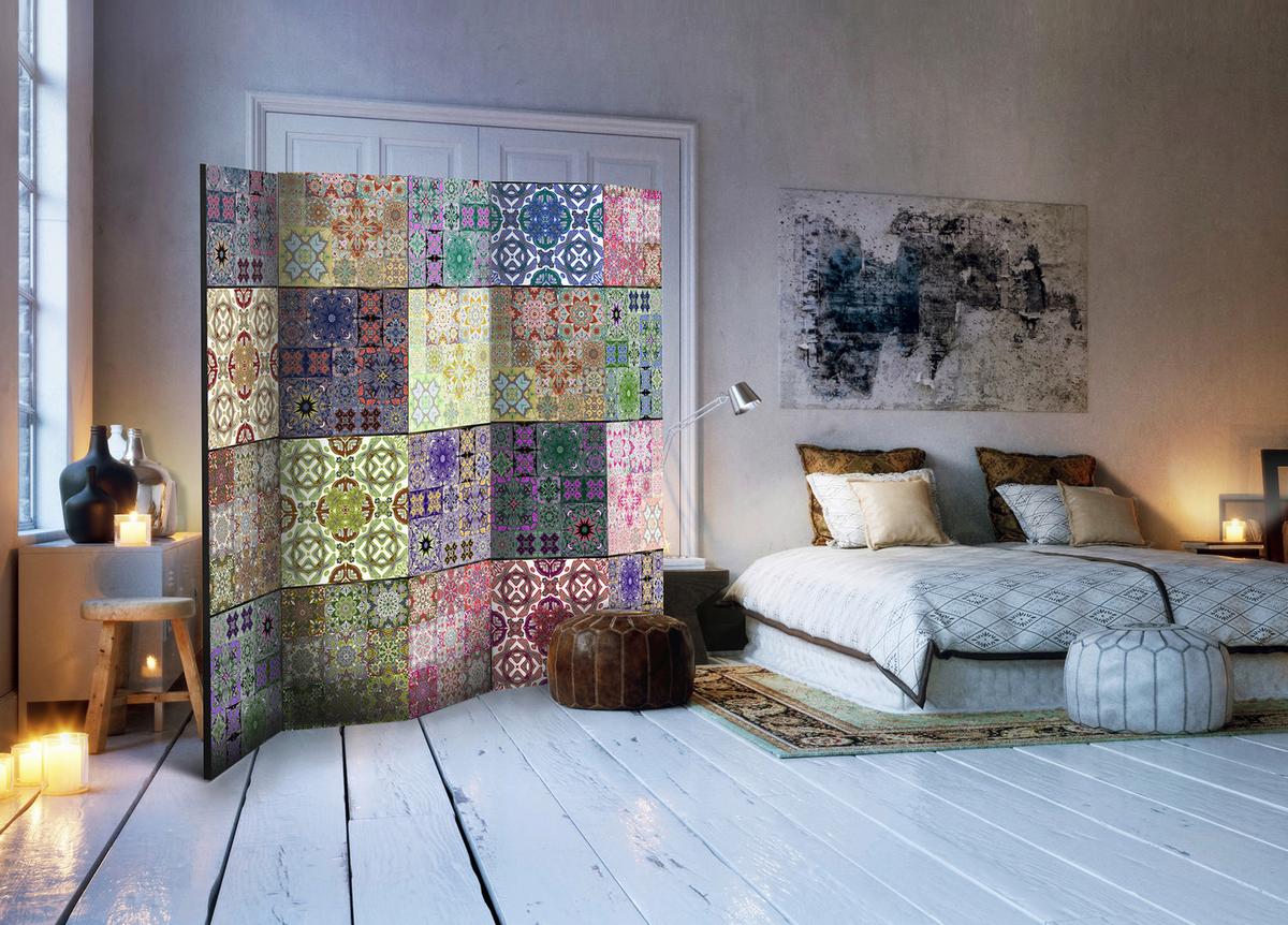 Paravent Multicolor B: 225 cm - Multicolor, Basics, Holz/Textil (225/172/3cm) - artgeist