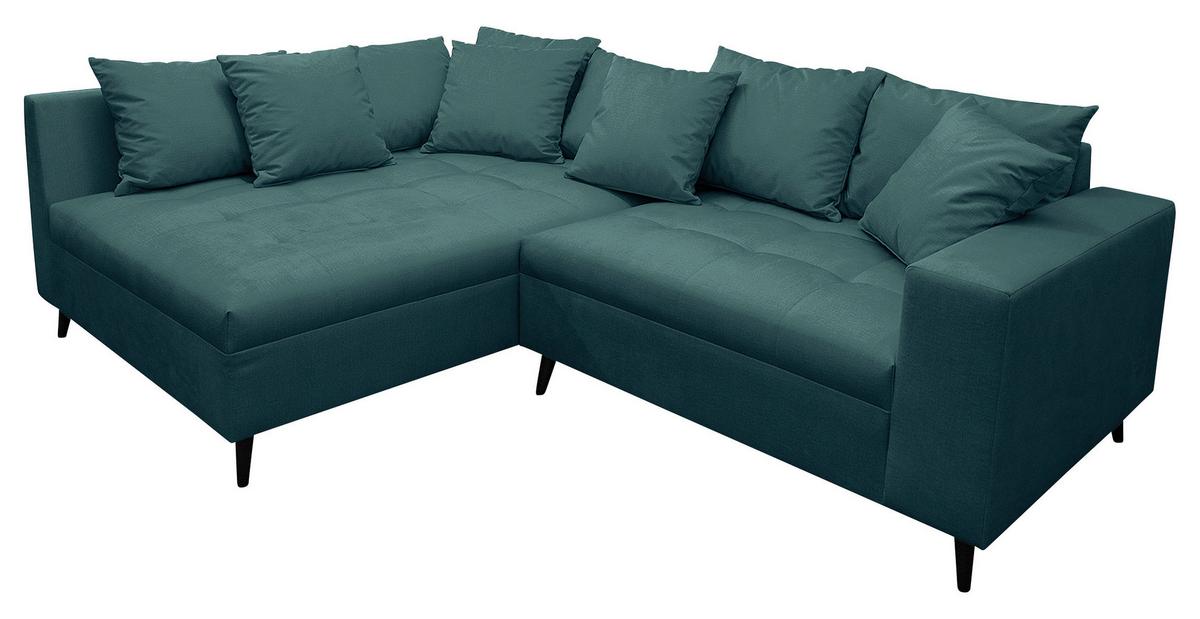 Ecksofa Pruno, Petrol S: 174x274 Cm - Petrol/Schwarz, Design, Textil (174/247cm) - MID.YOU