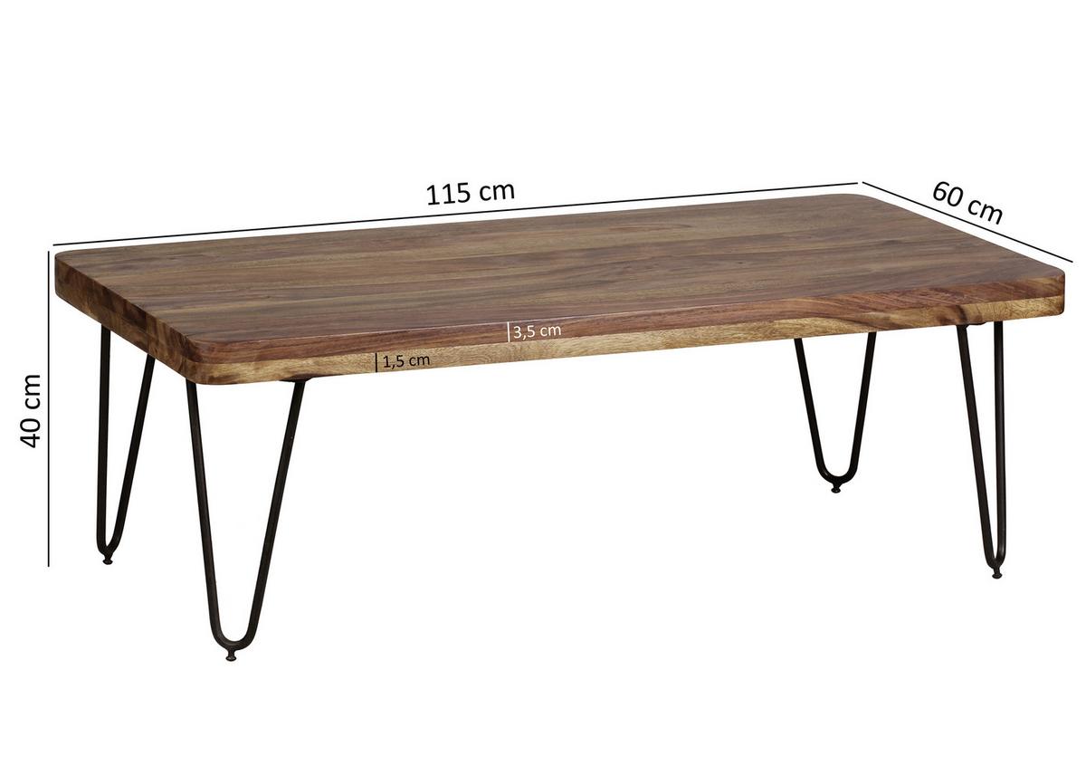 Konferenčný stolík Bagli masív - čierna/farba indického palisandra, Design, kov/drevo (115/60/40cm) - MID.YOU