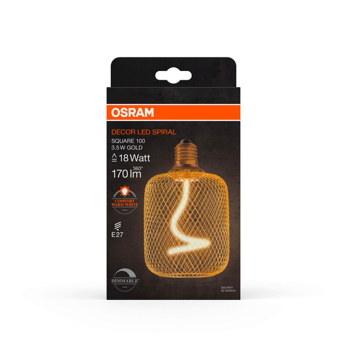 Led-filament-leuchtmittel E27, 1800k - Goldfarben, KONVENTIONELL, Metall (10/16,2cm) - Osram