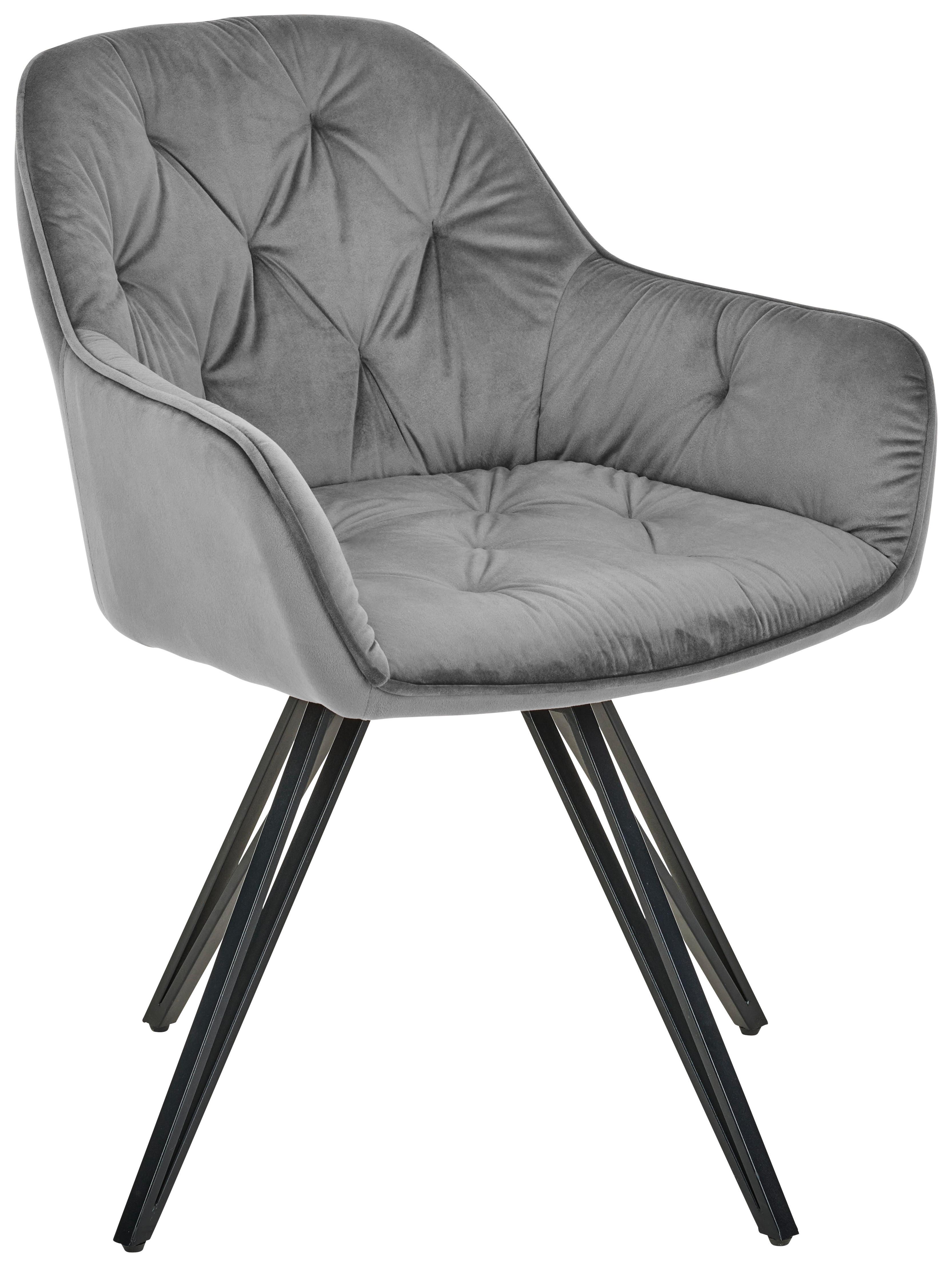 Armlehnstuhl Cardiff Grau/Schwarz Gepolstert - Schwarz/Grau, LIFESTYLE, Holz/Textil (61/82/62cm) - Livetastic