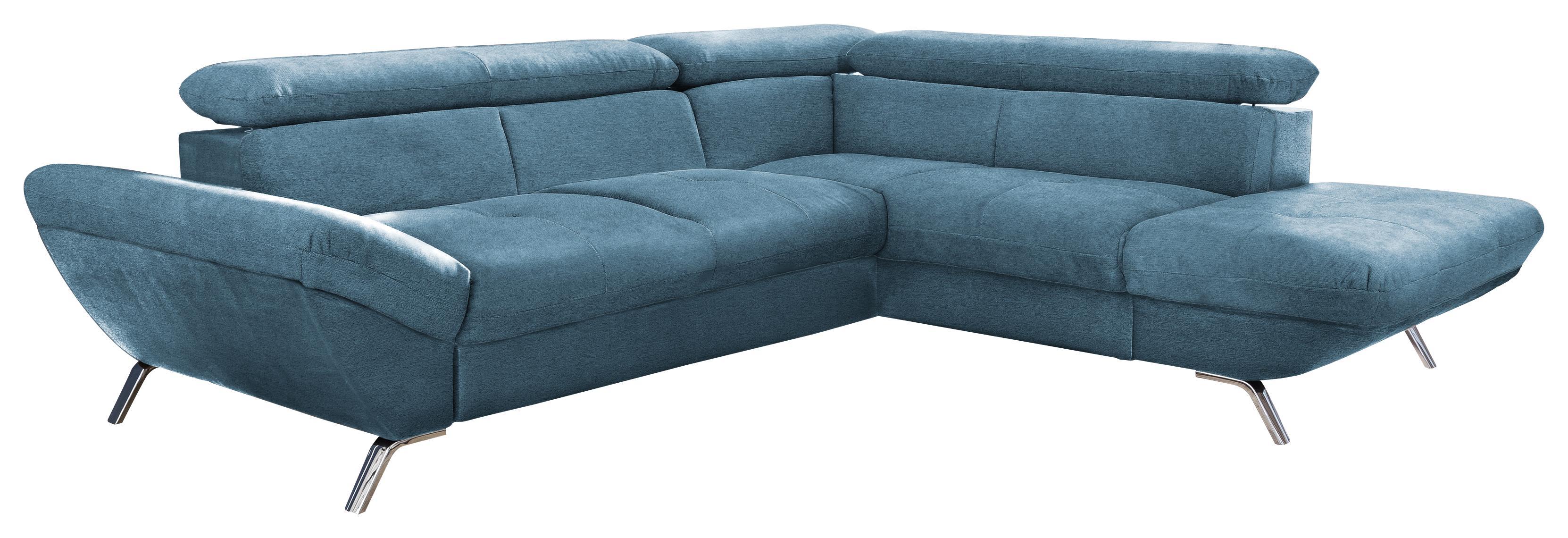 Wohnlandschaft Venice ca. 255x212 cm - Chromfarben/Petrol, Design, Textil (255/212cm) - Carryhome