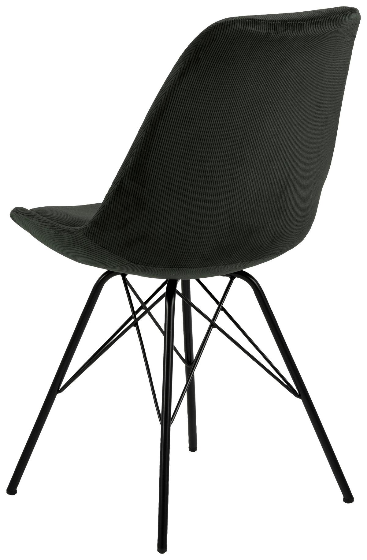 Jídelní židle ERIS tmavě zelená kord - černá/tmavě zelená, Konvenční, kov/textil (48,5/85,5/54cm) - MID.YOU