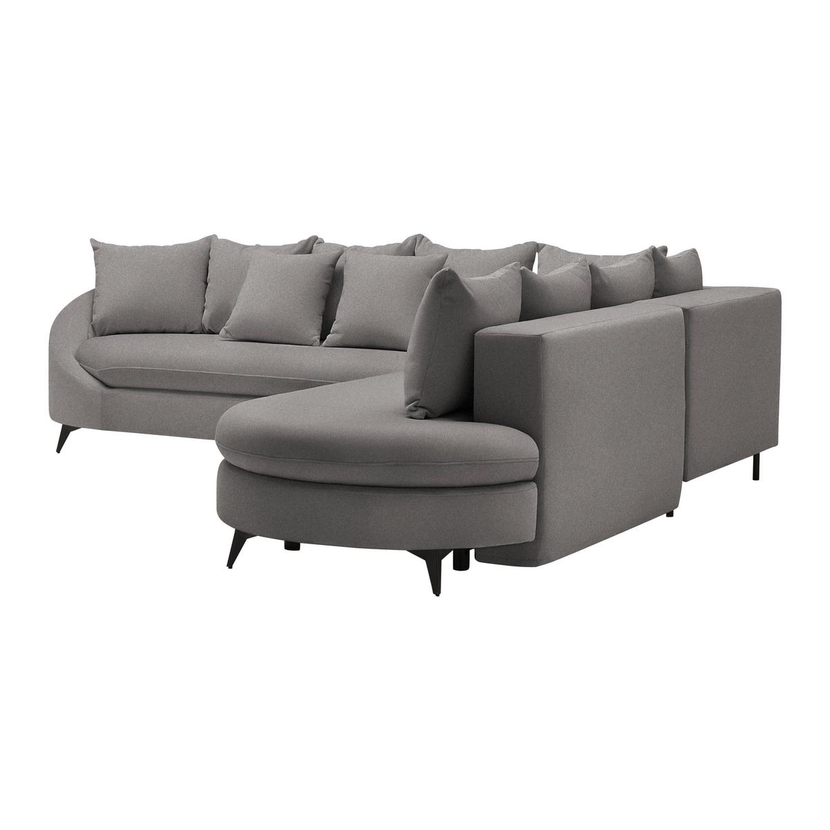Rohová sedačka AXEL, pravá, grafitová žinylka - černá/barvy grafitu, Moderní, kov/textil (291/250cm) - Mömax