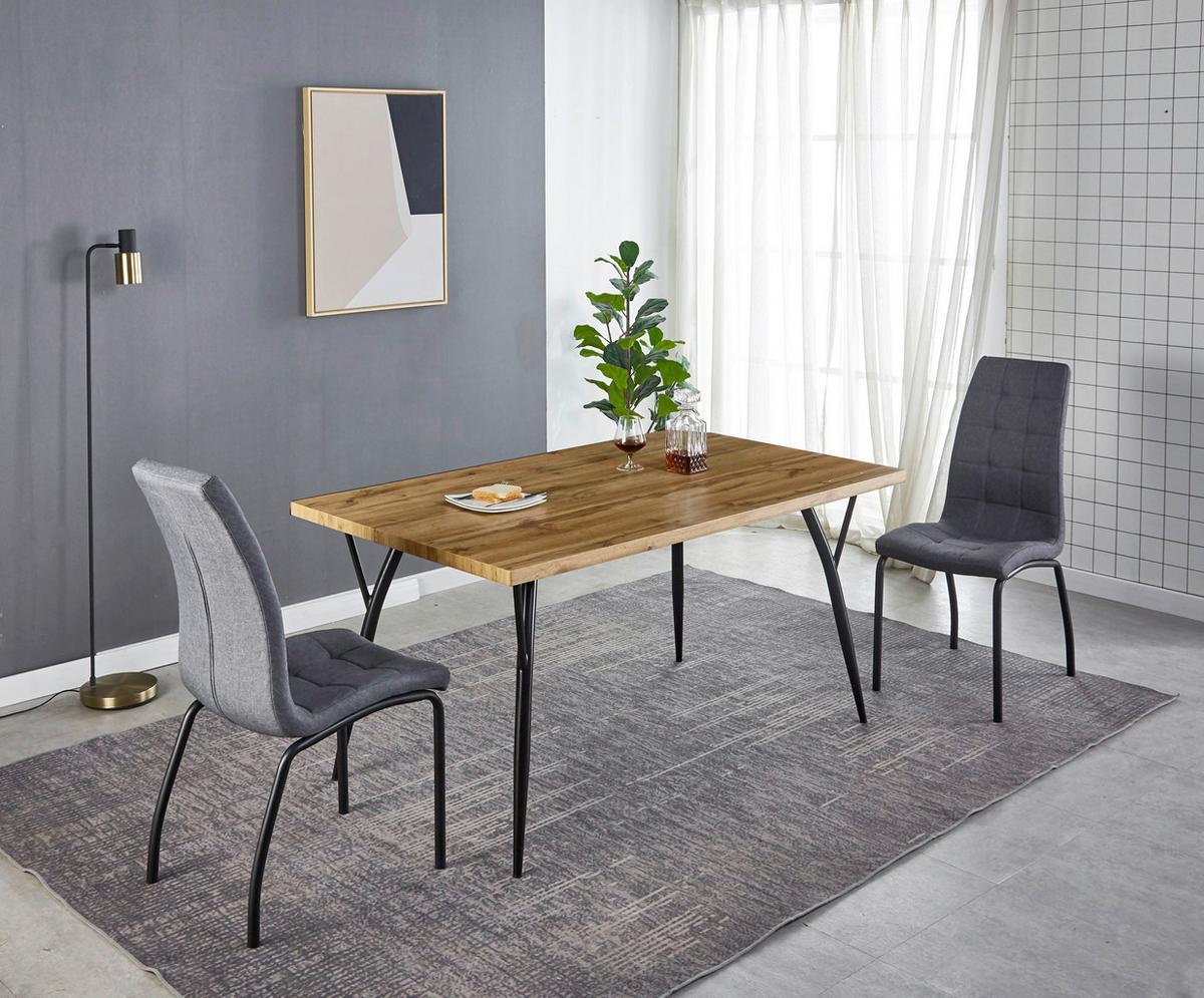 Esstisch 150x90 Eiche Dekor - Eichefarben/Schwarz, Design, Holzwerkstoff/Metall (150/90/77cm) - Livetastic