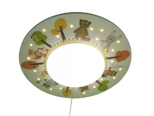 Kinderdeckenleuchte Waldtiere Ø 54 cm mit Sternenhimmel - Multicolor, Trend, Holz/Kunststoff (54/11cm) - Niermann