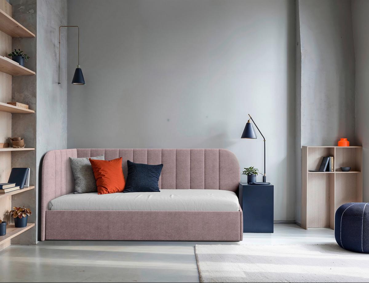 Polsterbett Millow Links Rosa Lf: 90x200 cm - Schwarz/Rosa, MODERN, Holz/Holzwerkstoff (90/200cm) - MID.YOU