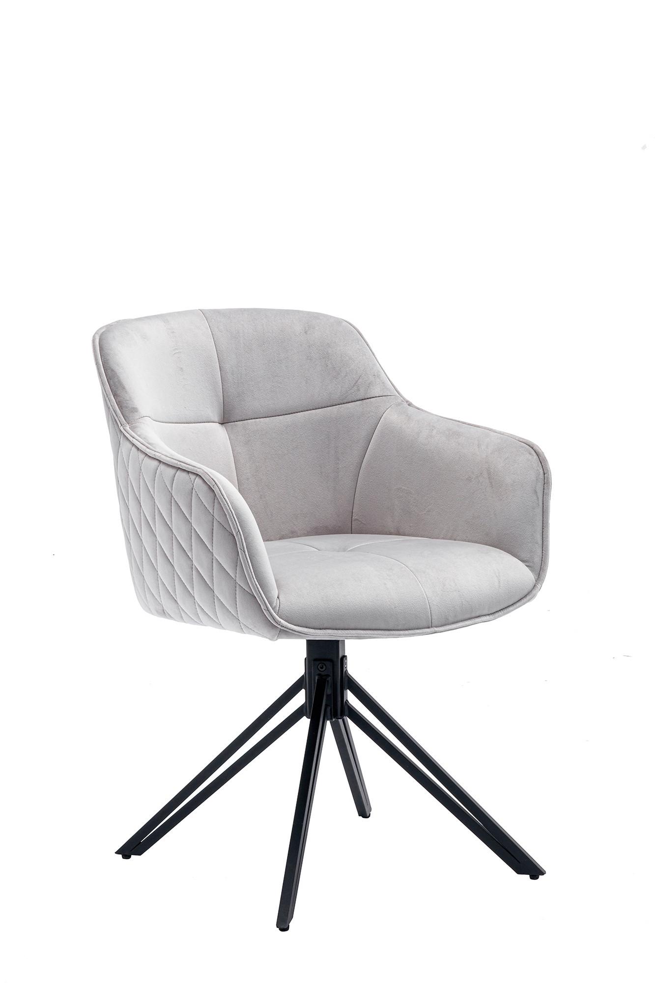 Armlehnstuhl Hellgrau B: 59 Cm - Hellgrau/Schwarz, MODERN, Textil/Metall (59/83/60cm) - Livetastic