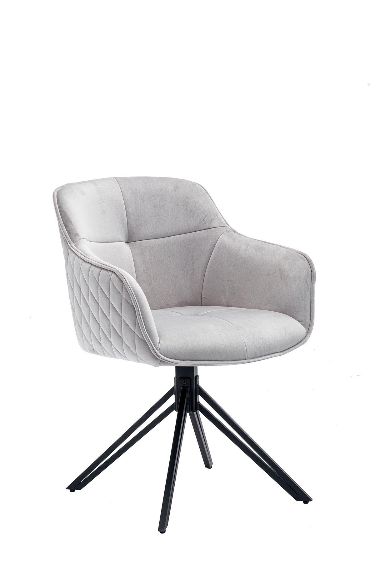 Armlehnstuhl Hellgrau B: 59 Cm - Hellgrau/Schwarz, MODERN, Textil/Metall (59/83/60cm) - Livetastic