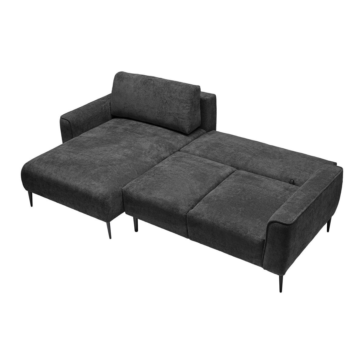Rohová sedačka CUSTOM, ľavá, čierna ženilka - čierna, Modern, kov/textil (164/85/255cm) - Mömax