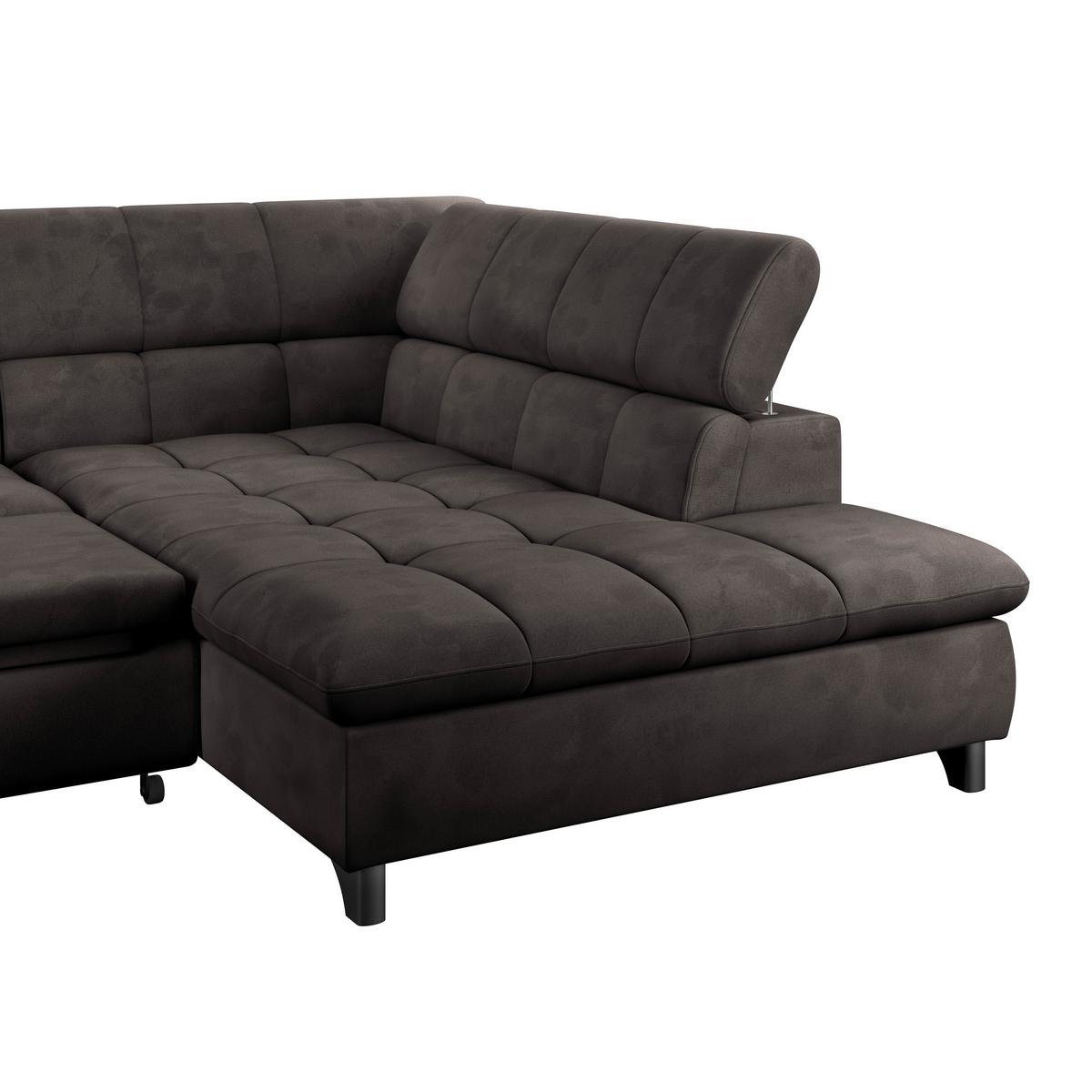 Ecksofa Gemini Graubraun, B: 312cm - Chromfarben/Graubraun, KONVENTIONELL, Textil (312/234cm)
