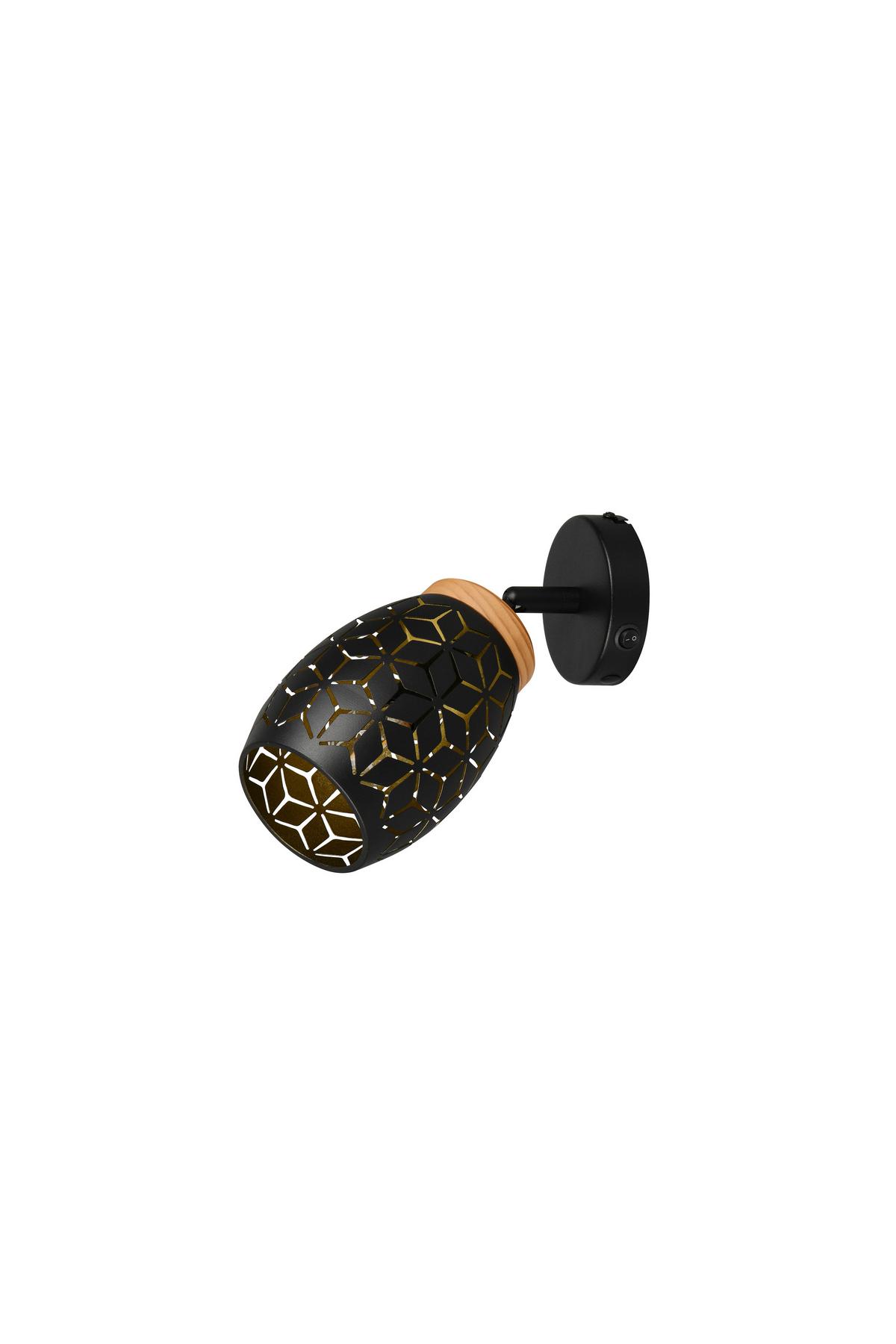 Strahler Bidar D: 12 Cm Naturfarben Schwarz Goldfarben - Goldfarben/Schwarz, Trend, Holz/Metall (12/27cm)