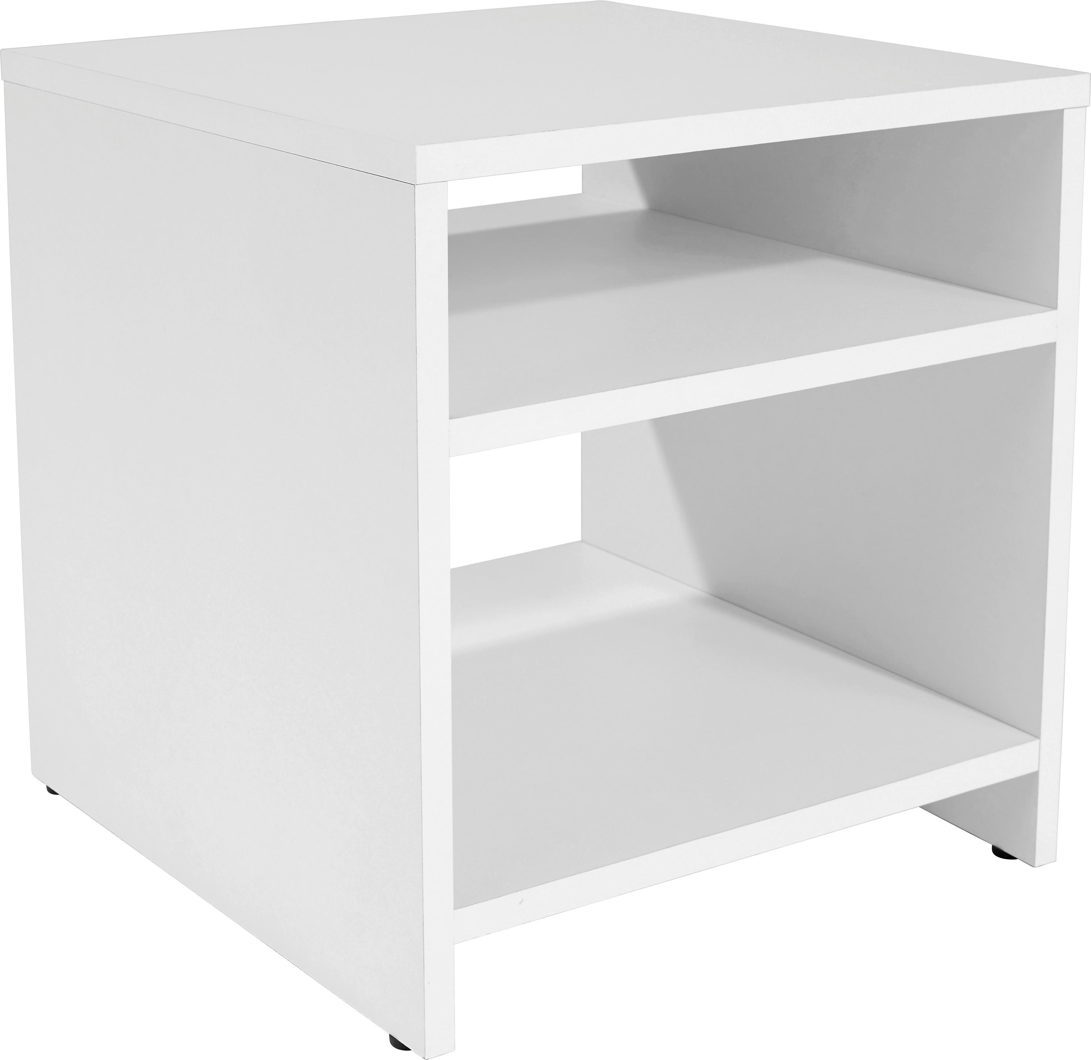 Beistelltisch Mit 2 Ablagefächer Luca, Weiß - Weiß, MODERN, Holzwerkstoff (40/40/37cm)