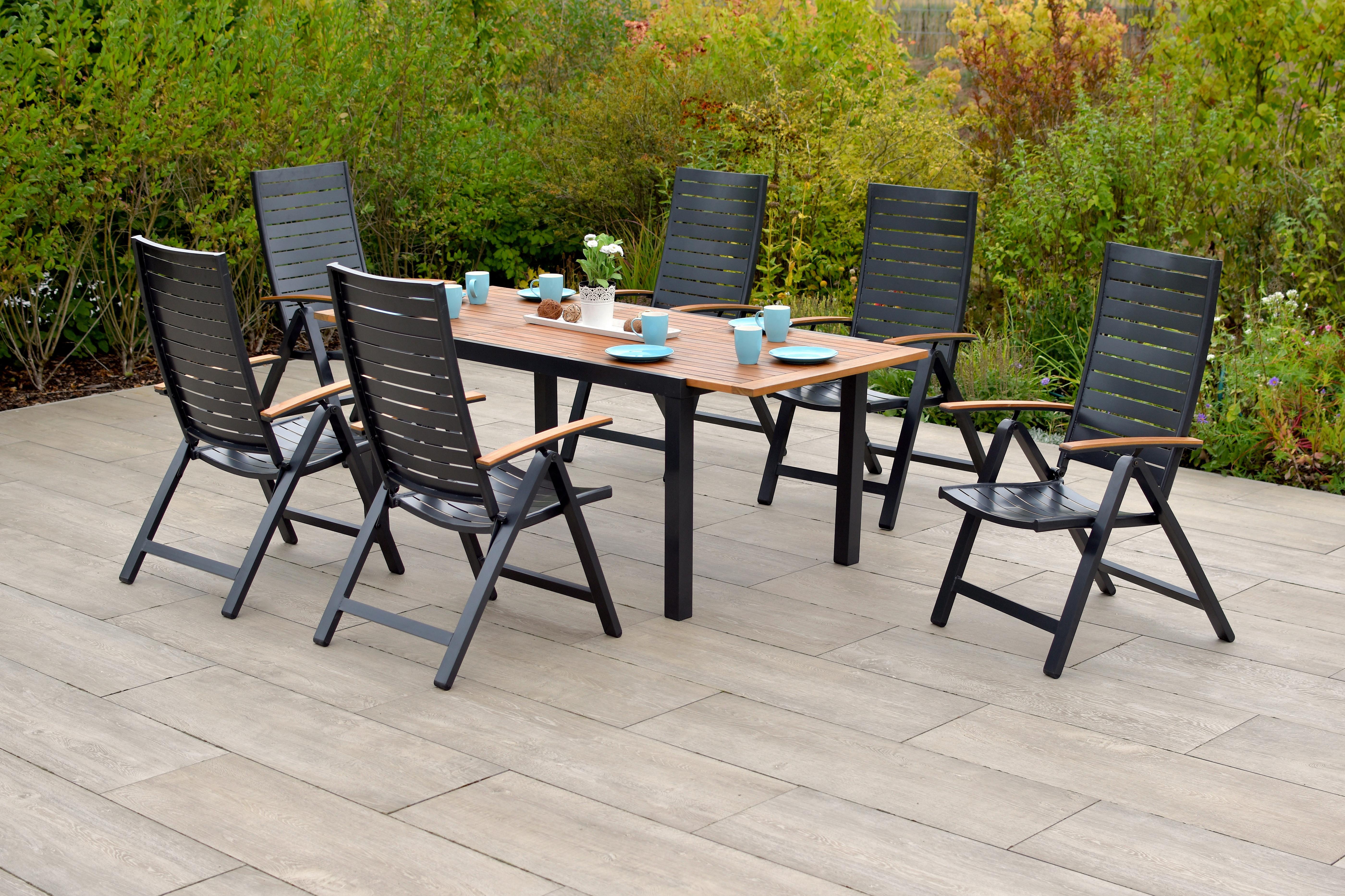 Gartenset Astros - Graphitfarben/Naturfarben, MODERN, Holz/Metall - Gardenson