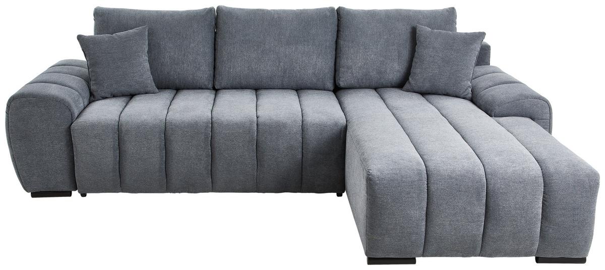 Sedačka BARCA, tmavosivá obojstranná, s vankúšmi - čierna/tmavosivá, Konventionell, drevo/textil (275/180cm)