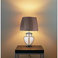 Tischlampe Elina Braun / Chromfarben mit Schnurschalter - Chromfarben/Bernsteinfarben, KONVENTIONELL, Glas/Textil (42/69cm)