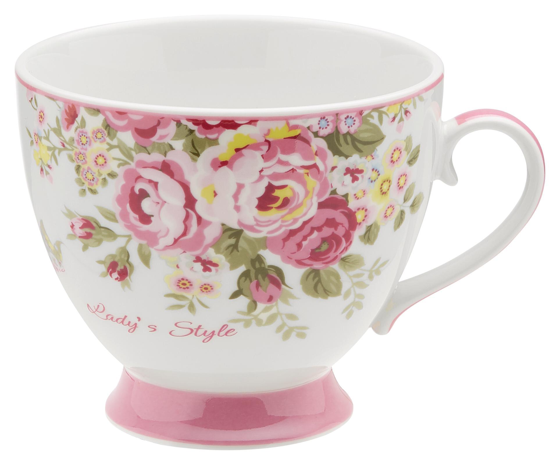 Jumbó Bögre Mirabella - Rózsaszín/Fehér, romantikus/Landhaus, Kerámia (0,4l) - James Wood