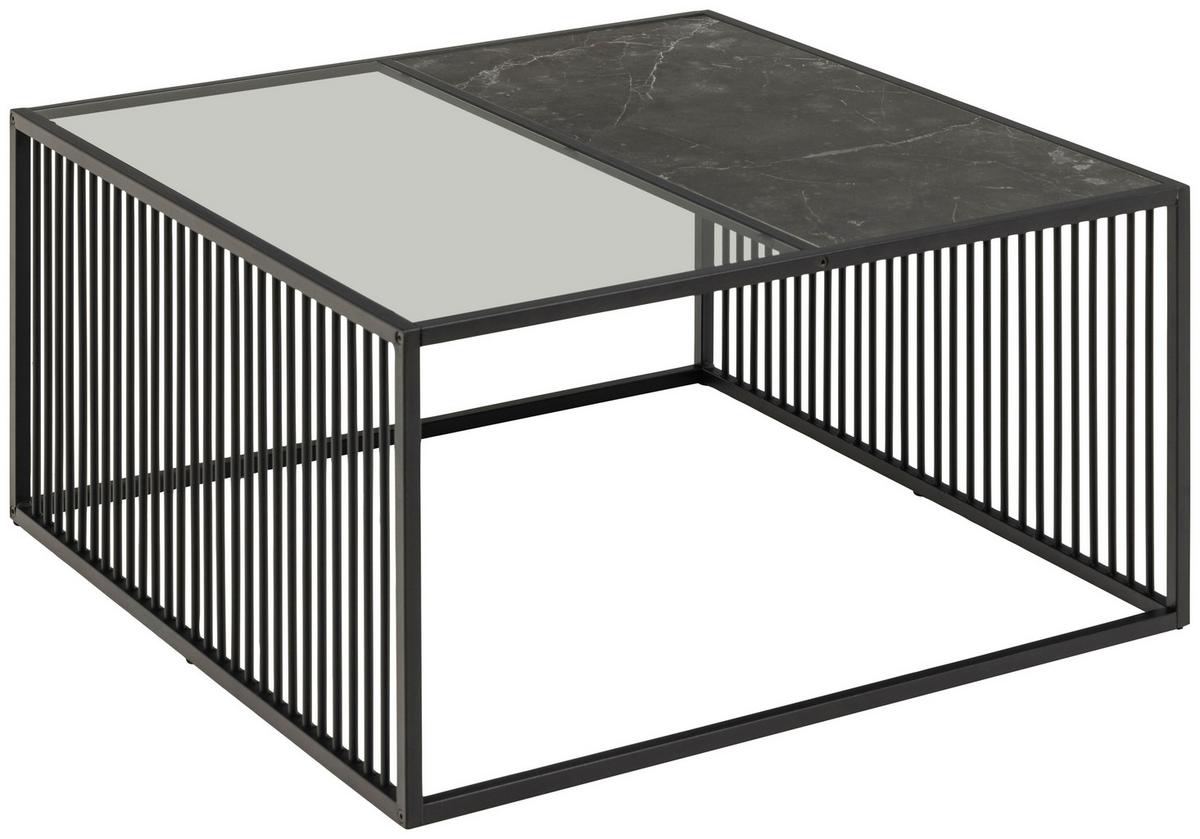 Dohányzóasztal Strington 80/80cm - fekete, Trend, faalapú anyag/Üveg (80/80/40cm) - MID.YOU