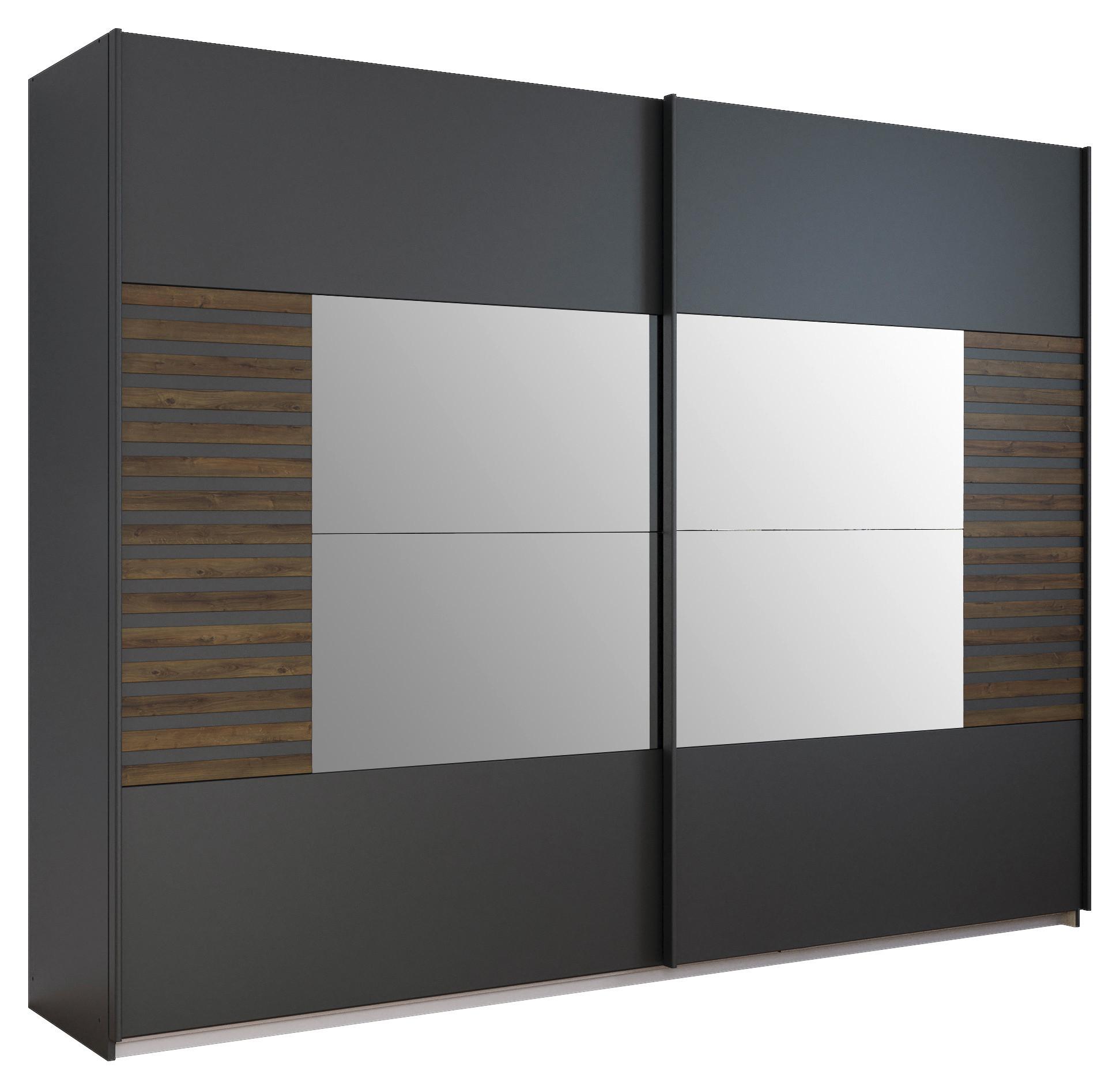 SCHWEBETÜRENSCHRANK Barea Dunkelgrau Eiche Dekor - Eiche dunkel/Dunkelgrau, MODERN, Holzwerkstoff (271/210/62cm) - Rauch Möbel