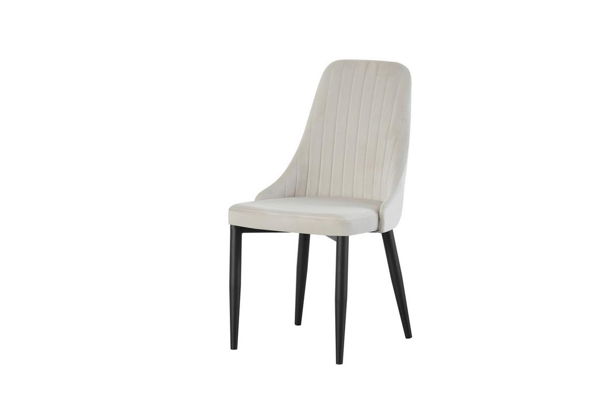 Stuhl-Set Claudia Creme B: 44 cm - Creme/Schwarz, MODERN, Textil/Metall (44/88/58cm) - MID.YOU